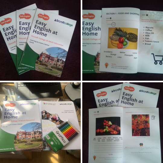 Collage of photos of booklets in homes